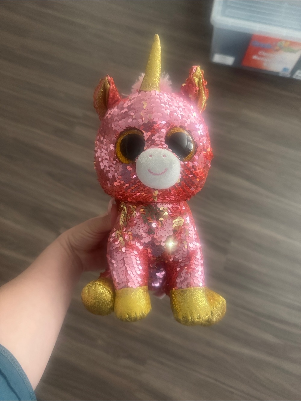 Ty Pink Sequin Unicorn Plush with Gold Horn & Hooves